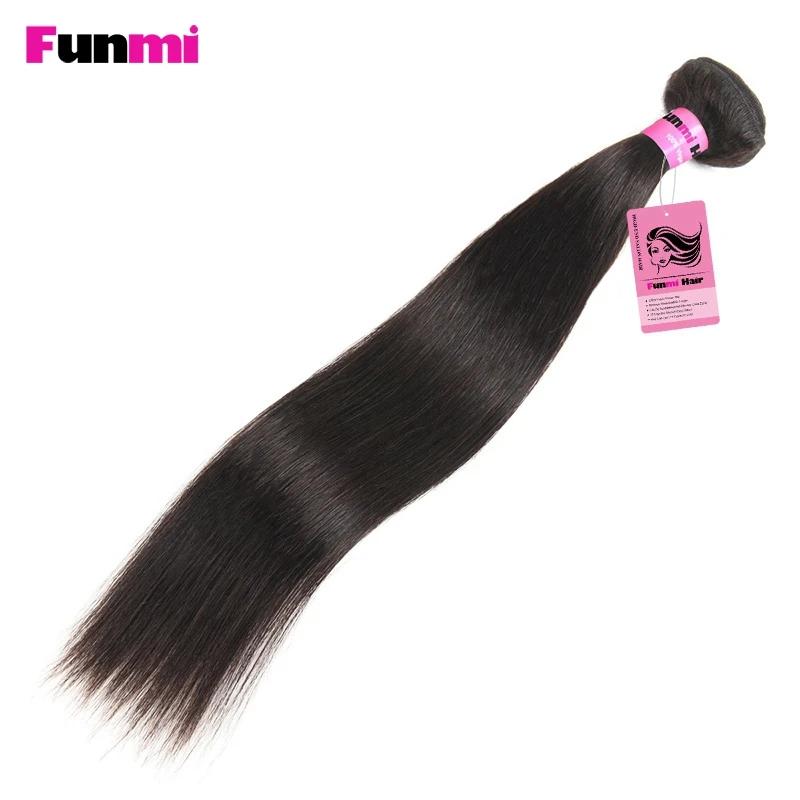 Фунми бразильского Виргинские волосы прямые расширения 100% волос натуральный Цвет 1 шт. 8-28 дюймов человеческих волос Связки для