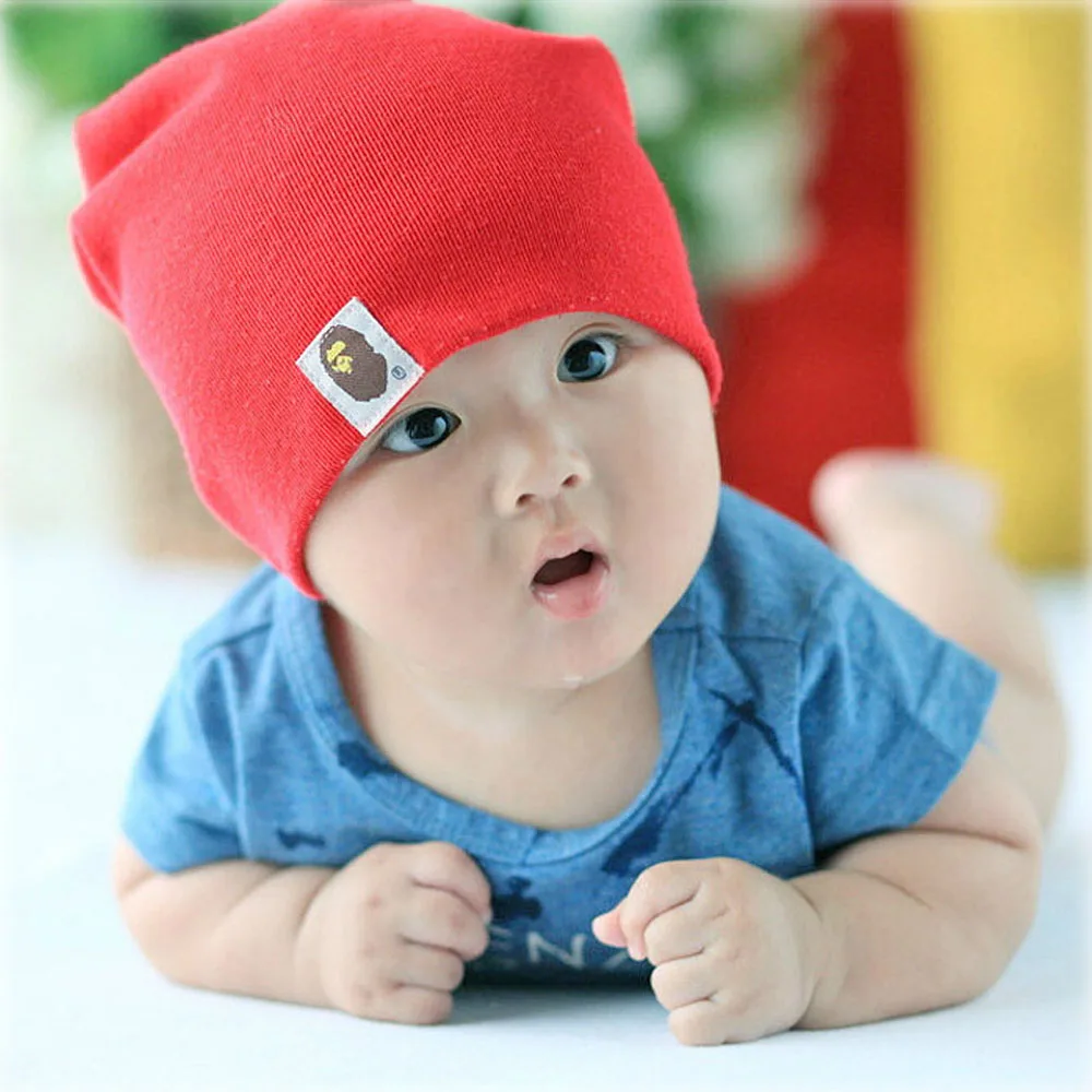 

Boutique Solid Knitted Cotton Hats For Newborn Toddler Baby Autumn Spring Warm Soft Stretch Caps Beanies