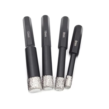 

4Pcs 6+8+10+12Mm Vacuum Brazed Diamond Drilling Bits Masonry Drilling For Stone Porcelain Tile Masonry Hex Shank Dry Drill Bits