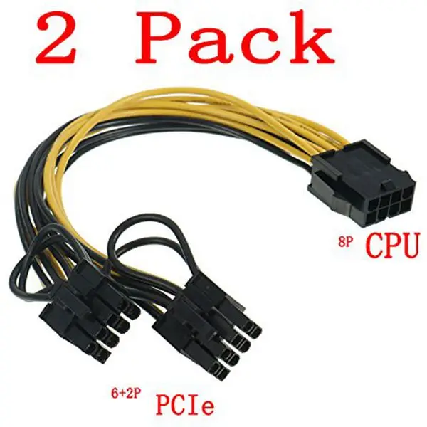 8pin وحدة المعالجة المركزية إلى الصور الفيديو بطاقة مزدوجة PCI-E 8Pin (6Pin + 2Pin) الطاقة كابل إمداد الطاقة ، الفاصل PCI اكسبرس الصور موصل بطاقات PC P