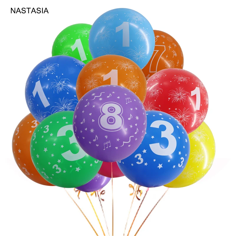 NASTASIA 10pcs /lot digital balloon 12inch 2.8 multicolor latex