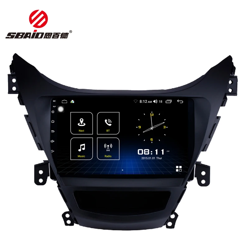 Cheap Sbaid 9" Oen Din Android 8.1 Car Radio GPS Navigation For 2012 2013 2014 2015 2016 Hyundai Elantra HDTonch Screen Car Multimedia 2