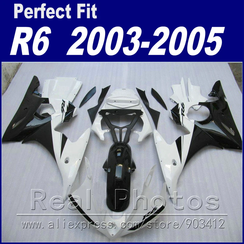 Абсолютно новые детали для мотоциклов YAMAHA R6 комплект обтекателей 2003 2004 2005 белый