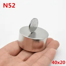 1 шт. неодимовый магнит 40x20 N52 редкоземельный супер сильный Круглый постоянный поиск магнит диск 40*20 мм Галлий металл