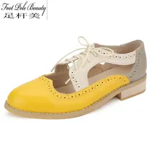 Новинка года; Летние кожаные туфли-оксфорды с вырезами; женские туфли на плоской подошве; женские туфли-оксфорды ручной работы с круглым носком; большие размеры