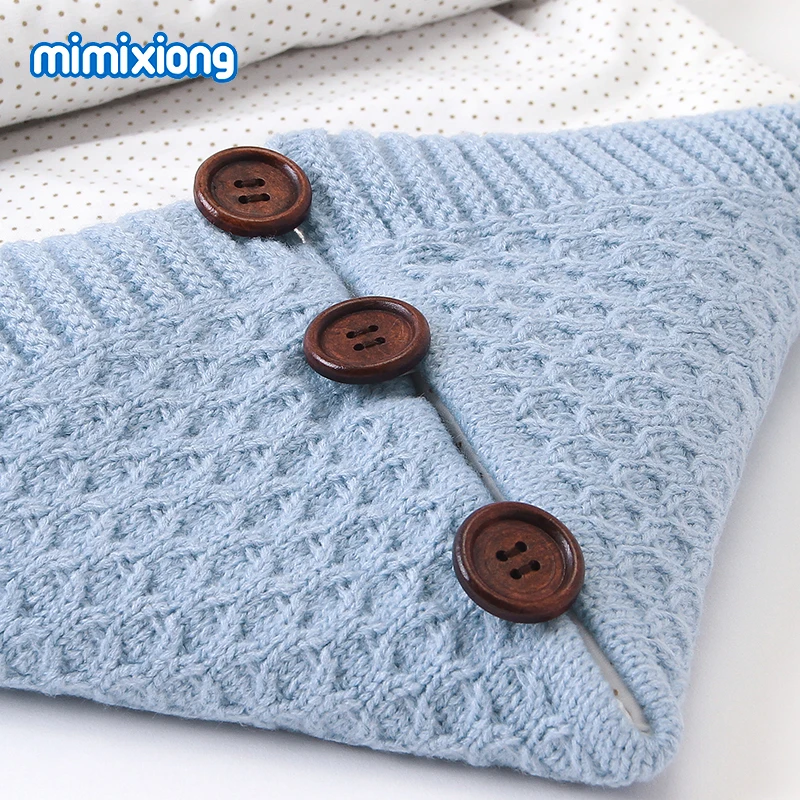 Baby Sleeping Bags Stroller Winter Warm Footmuff for Infant Kids Envelopes Solid Knitted Children Swaddle Wrap Sleepsack 75*35cm