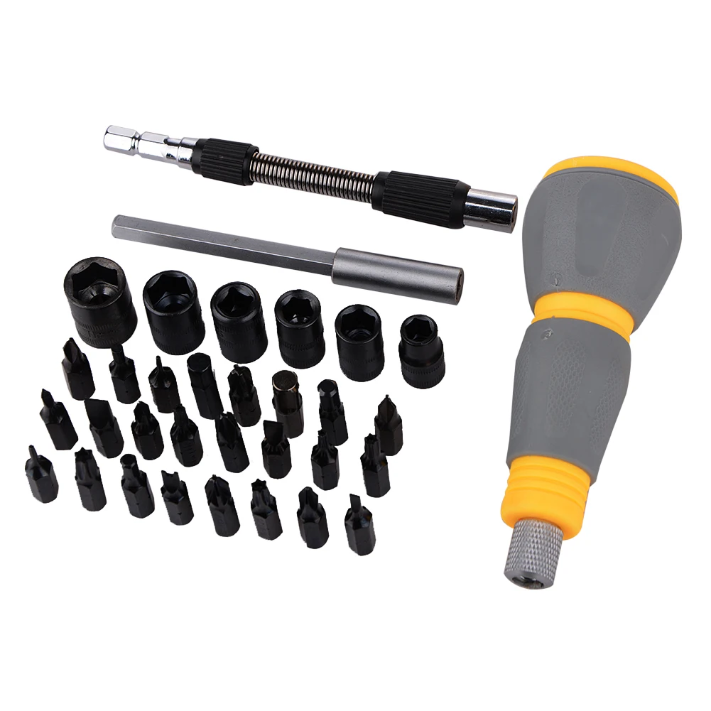 34pcs/set Multi function Ratchet Screwdriver Tool Set Sockets Wrench