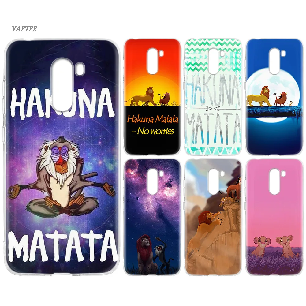

Print Silicone Back Case For Xiaomi Pocophone F1 Mi 8 lite Play Redmi 5 Plus Note 7 6 Pro 5A 4 4X Cover Hakuna Matata Lion King