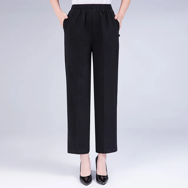 Aliexpress.com : Buy Grey High Waist Cotton Trousers Women Elastic ...