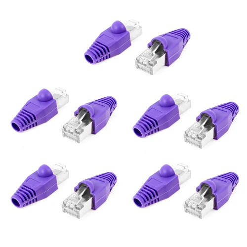 

PROMOTION! 10Pcs Metal Shielded 8P8C RJ45 Plug Network Connectors w Boots Cover