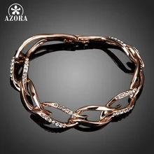 Azora último diseño color de rosa de oro clear stellux cristal austriaco 8 hojas conectado pulsera ts0051(China (Mainland))