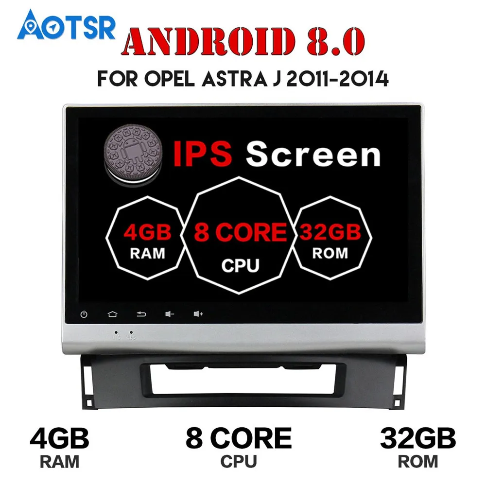 Best 10.1" Android 8.0 Car GPS Radio Player 4G+32G for Opel Astra J 2011-2014 Car Stereo Multimedia Bluetooth Stereo Auto IPS Screen 3