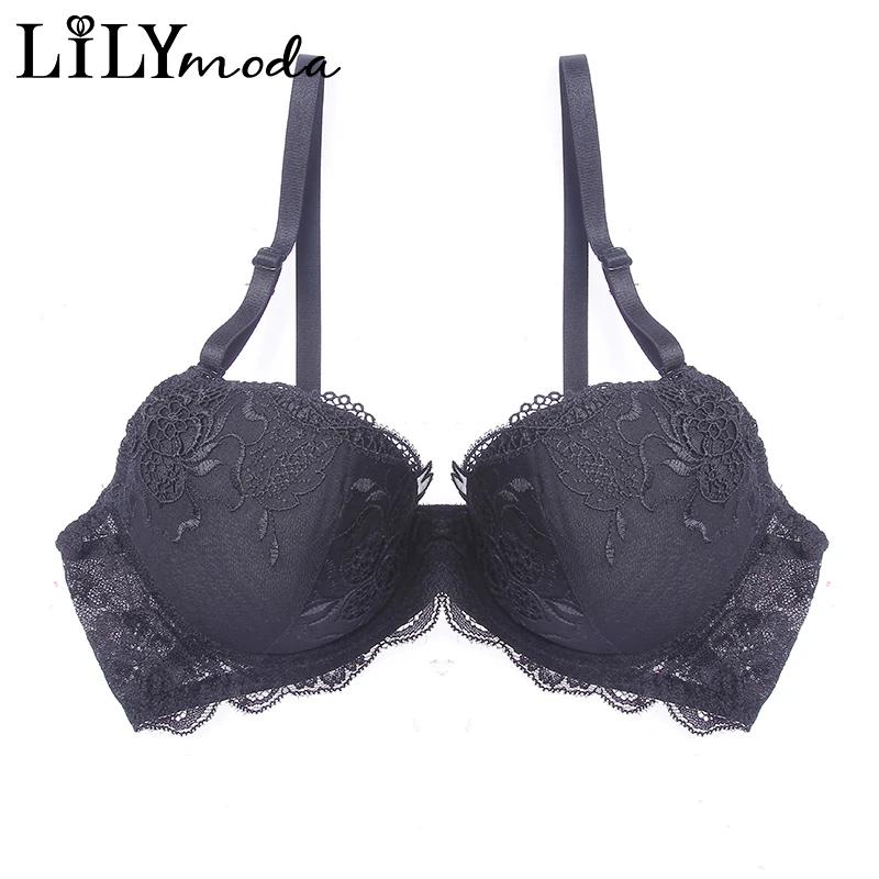 

2018 Women Comfortable Thin Cotton Bra Push Up 3/4 Cup For Ladies Large Size Lace Embroidery Flowers Sexy Lingerie Underwear