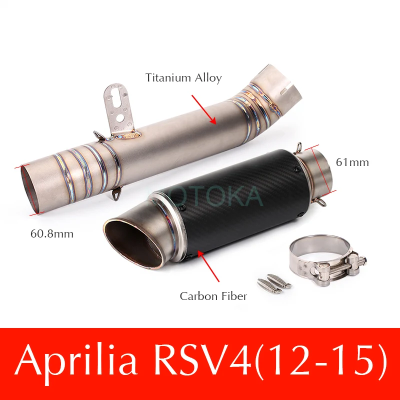

61mm Motorcycle Exhaust Silencer For Aprilia RSV4 Full System Muffler Laser Logo Titanium Alloy Link Pipe Motorbike Connect Pipe