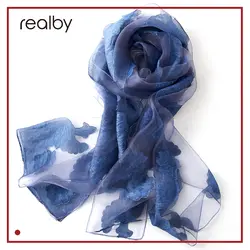 REALBY190 * см 70 см женские шелковые ScarfLuxury брендовые платки femme Дышащие Модные бандана Печать антистатические анти-УФ красочные W6019