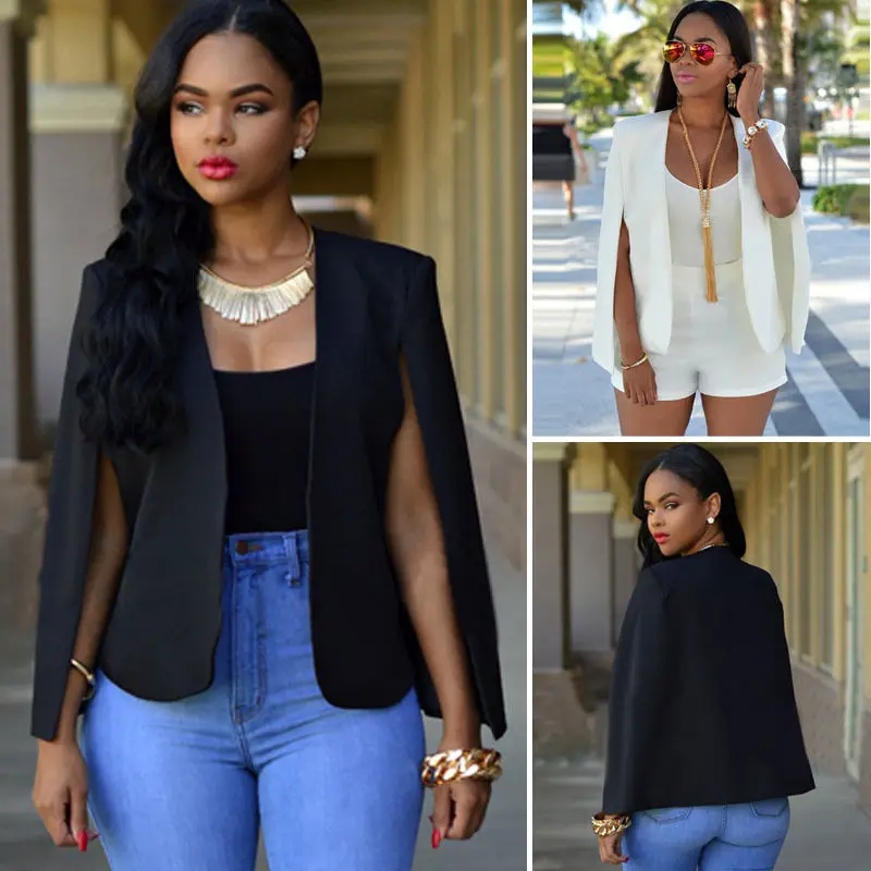 Women Ladies Black Blazer Formal Jacket 