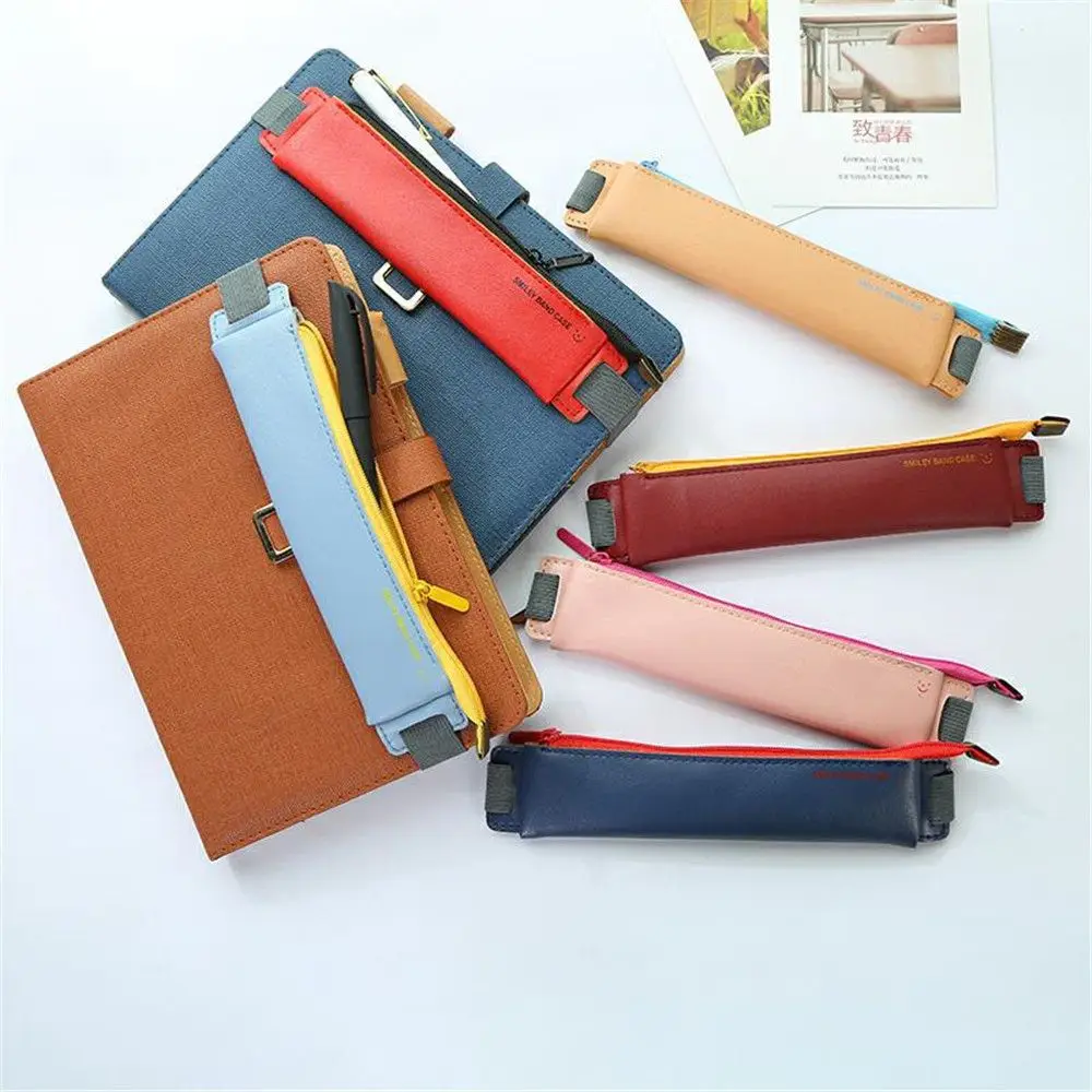 

PU Leather Mini Pen Bag Eco-friendly Elastic Book Pencil Case Portable Notebook Journal Pencil Holder Office Student Stationery