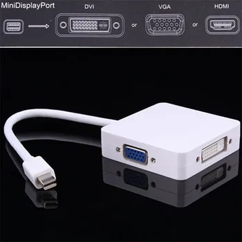 

Mini DisplayPort (3 in 1) Thunderbolt to HDMI/DVI/VGA Display Port Cable Adapter for Apple Macbook Pro Microsoft Surface Pro 2 3