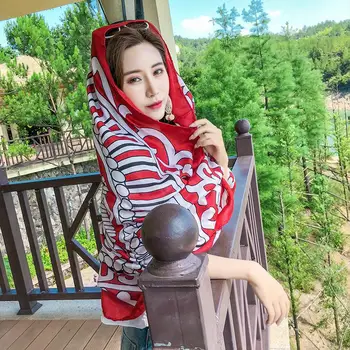 

Women's imitation silk scarf beach shawl spring summer autumn scarf plaid size beach shawl scarf for women