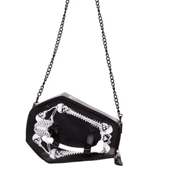 JIEROTYX Skulls Bats Design Womens Bags Handbags Crossbody Bags Girls Shoulder Messenger Bag Female Black Punk Gothic Drop Ship