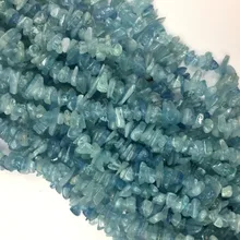 Высокое качество натуральный синий Аквамарин самородок Чип Свободные бусины подходят для ювелирных изделий 3x8 мм 1" 05787