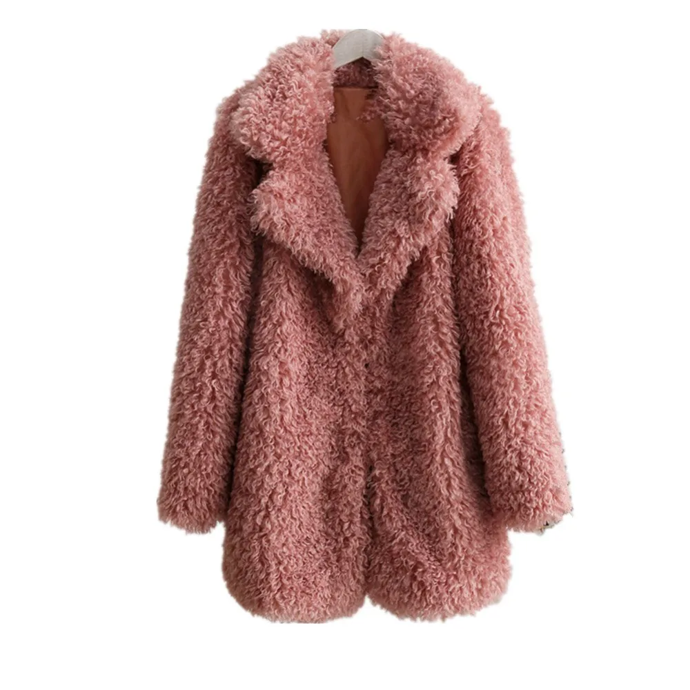 Lisa Colly New Women Cotton Coat Lamb Faux Fur Jacket Coat Women long Furry Furs Coat Overcoat Winter Warm Fox Fur Outerwear