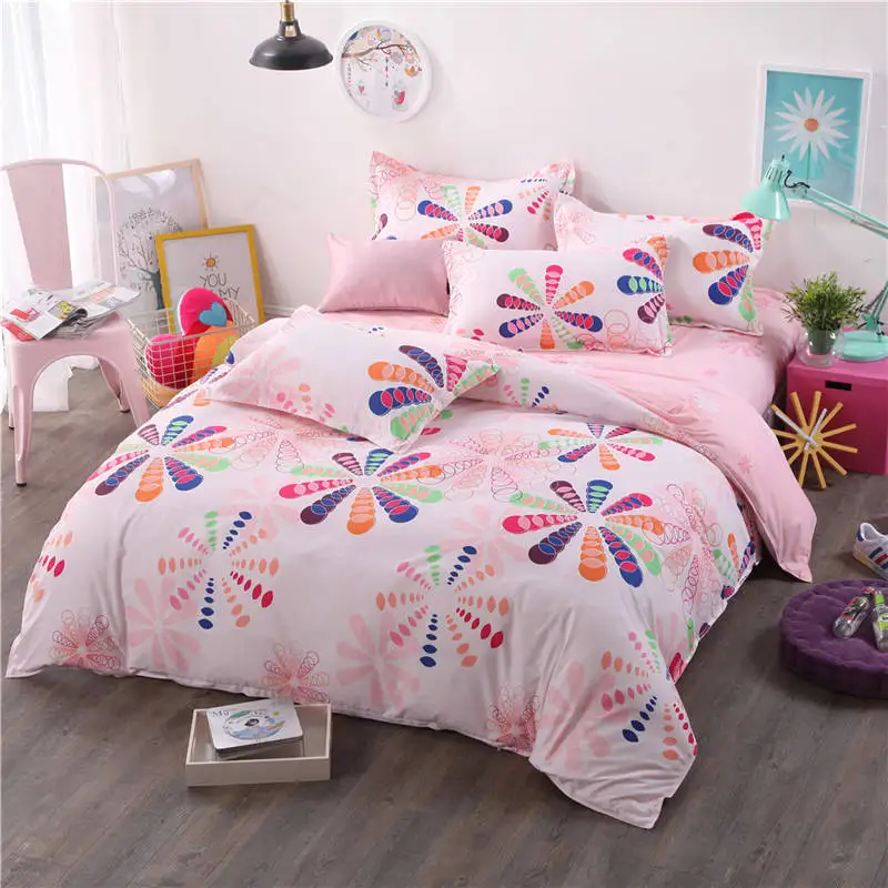 

pink flower bed sheet set fruit lemon watermelon bedding set 3/4pc girl kids duvet cover single double queen king size bedspread