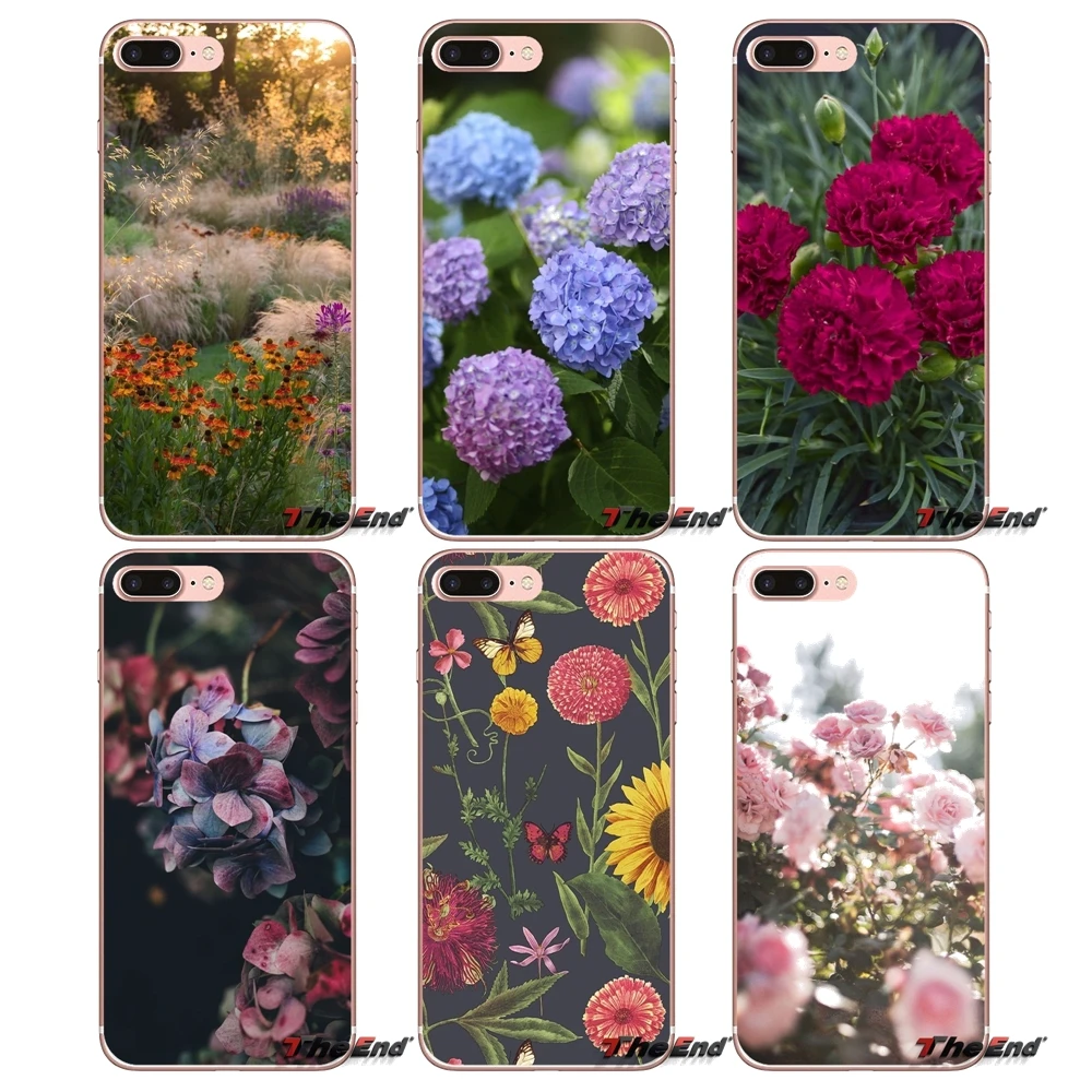 

For Samsung Galaxy S2 S3 S4 S5 MINI S6 S7 edge S8 S9 Plus Note 2 3 4 5 8 Coque Fundas Summer Gardens flower TPU Transparent Case