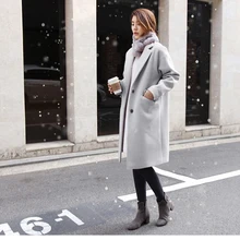 Sharezz длинное шерстяное пальто женское свободное шерстяное пальто куртка для женщин пальто осень зима манто женская верхняя одежда