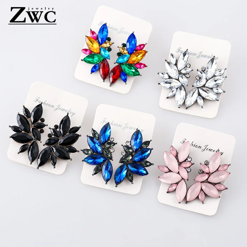 ZWC трендовые брендовые серьги-капли с опаловым камнем, новинка, брендовые элегантные серьги для женщин, модные элегантные геометрические серьги с кристаллами, ювелирные изделия