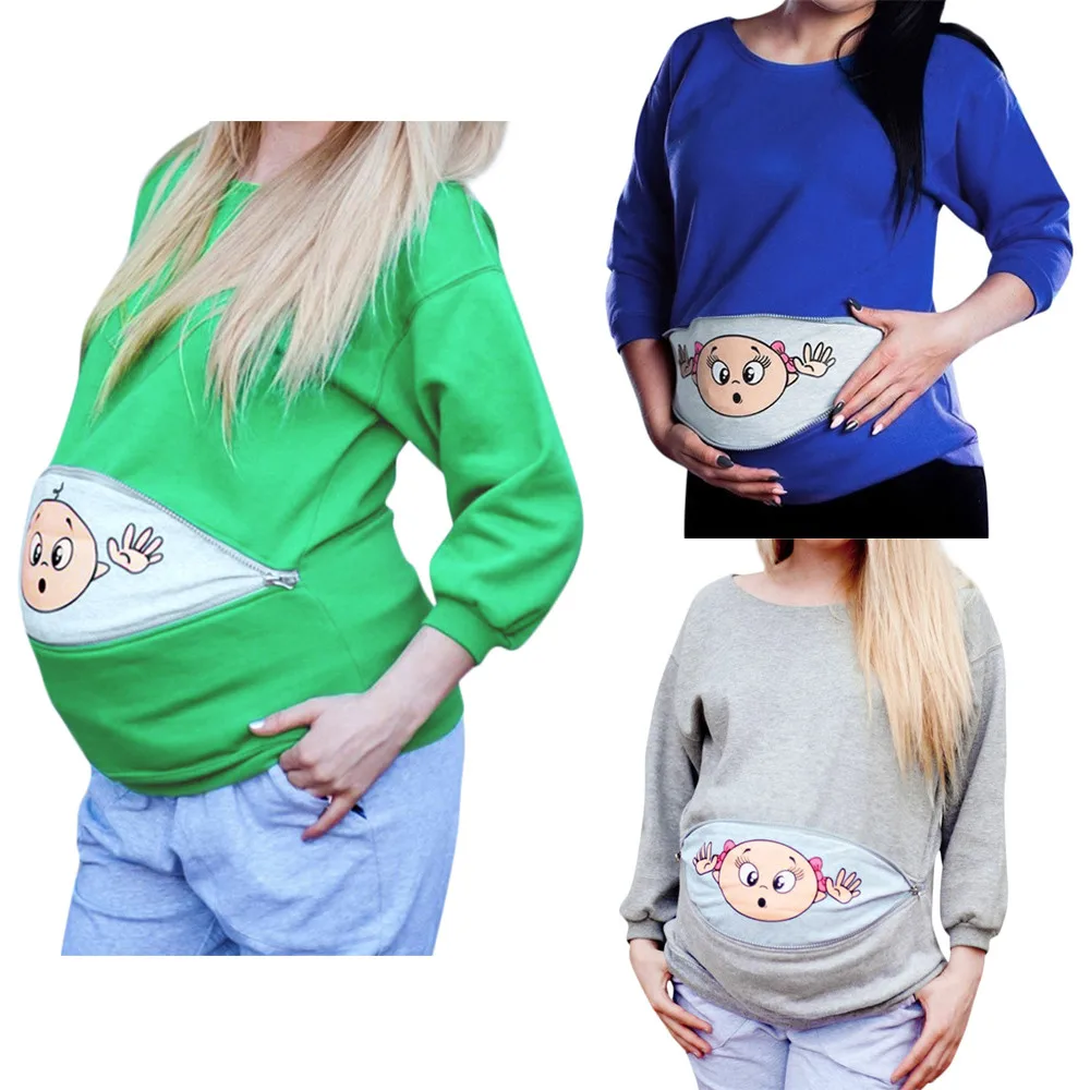 

Expectant mother wei clothing Pregnant Women hoodies sweater Maternity Baby Peeking Sweatshirt Funny Trui Pregnancy Mother Pull