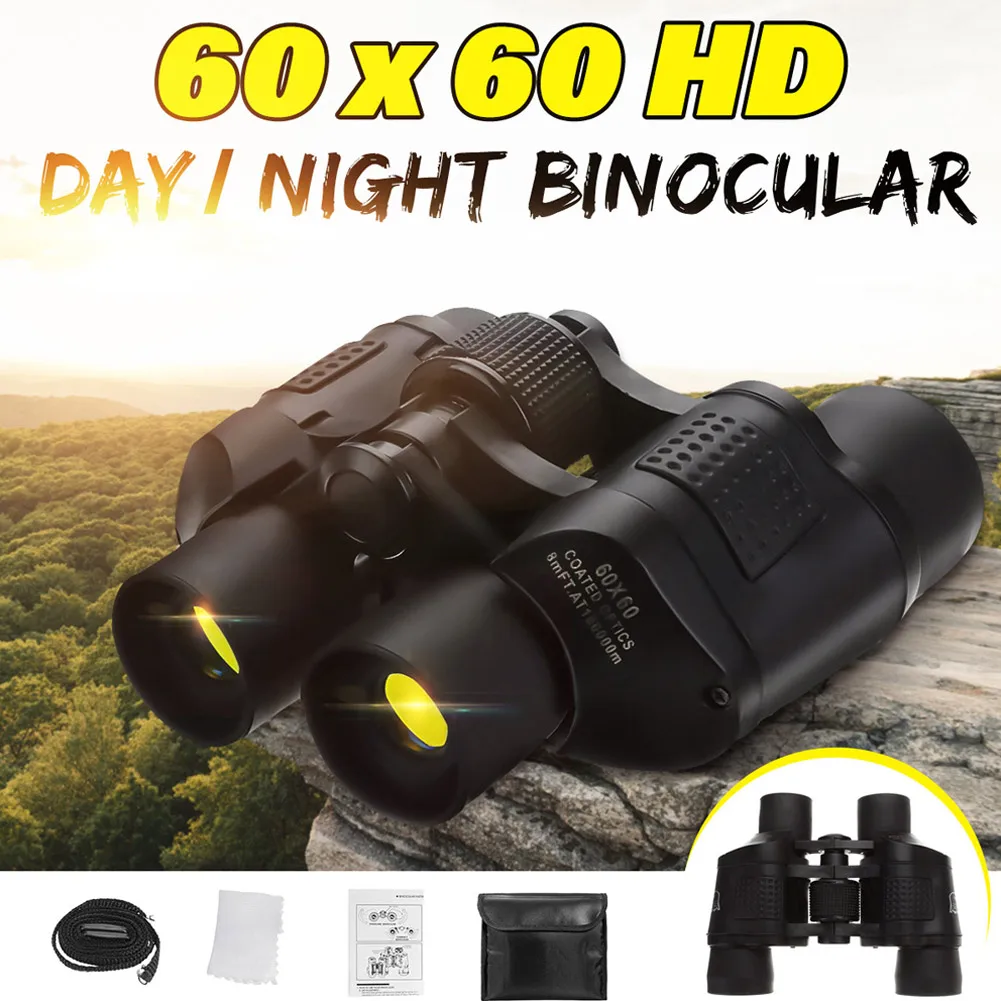 

60X60 Zoom Day/Night Vision Outdoor HD Binoculars Hunting Telescope with Case XR-Hot
