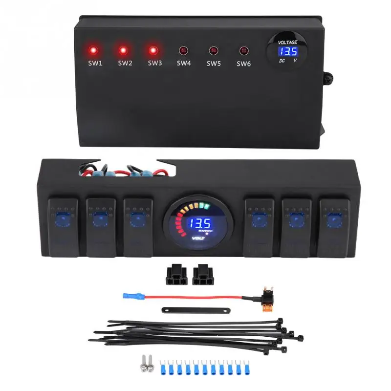 

6 Rocker Switch Pod Panel Control Bracket W Blade FuseRelay Switches Control System Relays for Jeep Wrangler JK JKU 07-18