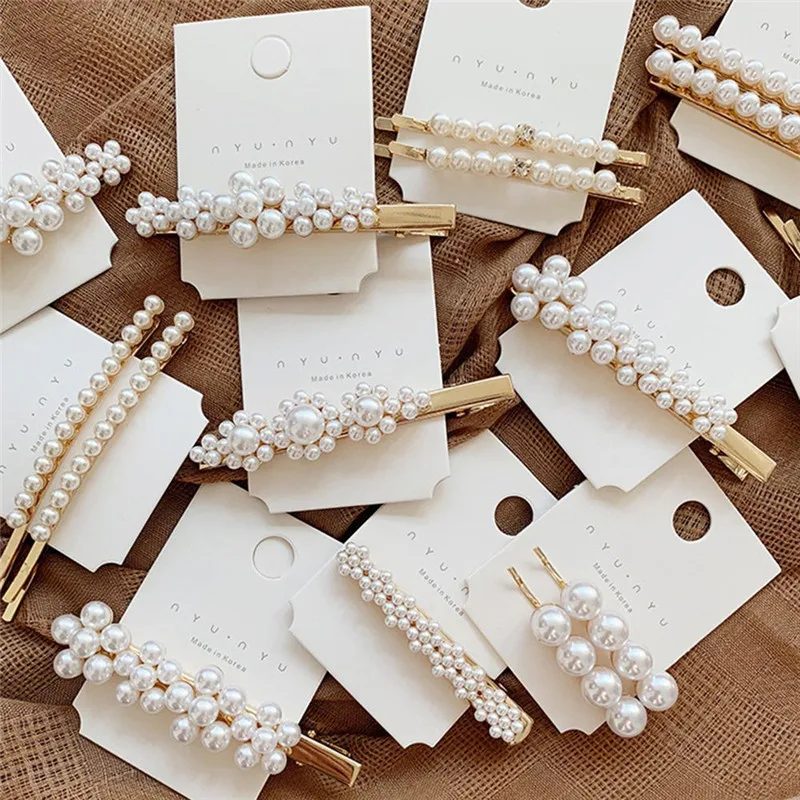 

1pc Fashion Women Pearl Hair Clip Snap Barrette Stick Hairpin Bobby Hair Accessories Fashion Lady Headwear for Girls
