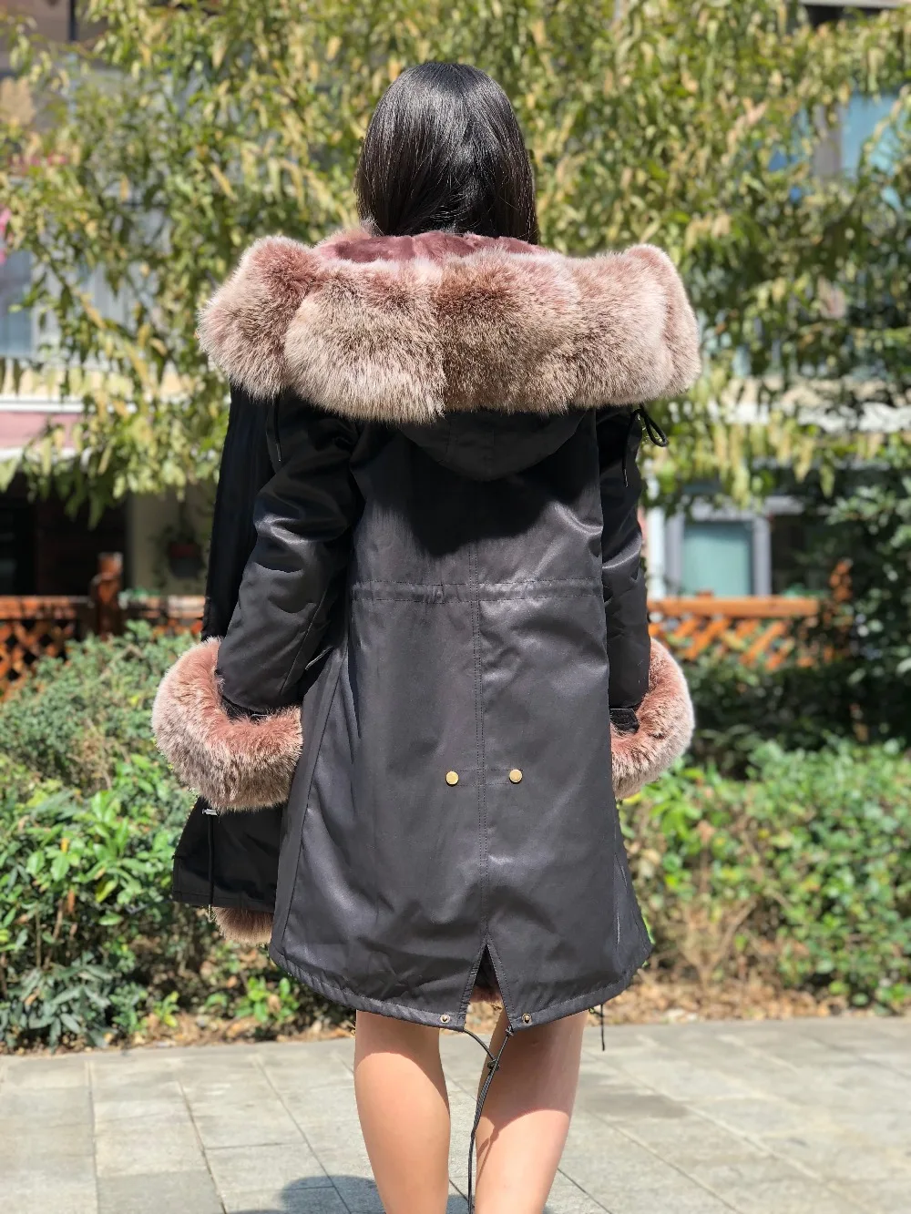 Fandy lokar, парка из натурального меха, женская зимняя куртка, натуральный Лисий мех, пальто с капюшоном, натуральный мех кролика, подкладка, куртка для женщин, натуральный мех, пальто