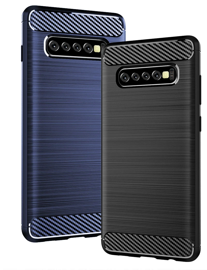 For Galaxy S10 Plus Cover Shockproof Carbon Fiber Soft Silicone Phone Back Case for SSMSUNF S10+ S10E Protective Bumper Fundas (4)