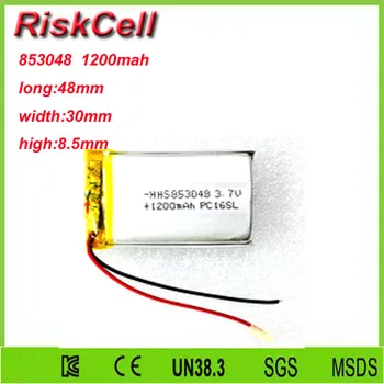 

Free shipping 3.7V 1200mah 853048 Lithium Polymer Li-Po Rechargeable Battery For Mp3 MP4 MP5 GPS PSP mobile Pocket PC e-books