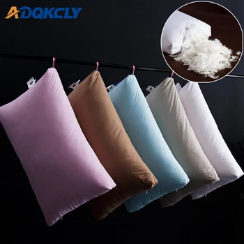 

ADQKCLY Home Textile Goose Feather Pillow Fluffy Breathable Neck 48*74cm/pc Standard Antibacterial Bedding Pillow 5 Colors
