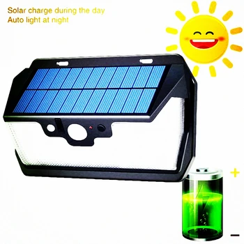 

55 LED 900lm Solar Light remote control radar smart 3 side lighting 100lm S IP camp street wall lamp yard c