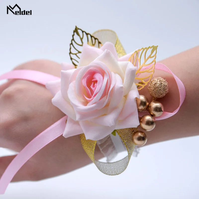 Wedding Supplies Wrist Flower Rose Boutonniere Lace Leaves Groom Corsage