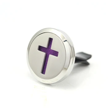 

30mm Cross Magnetics Diffuser Stainless Steel Car Aromatherapy Locket Essential Oil Car Diffuser Necklace