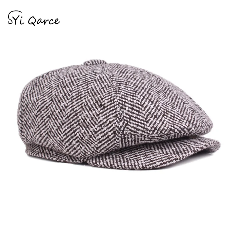 SYi Qarce, высокое качество, мужской берет, шапка газетчика, Кепка для гольфа, для вождения, для папы, мужская, весна, осень, зима, теплый берет, шапка, NM360-64 - Цвет: Khaki