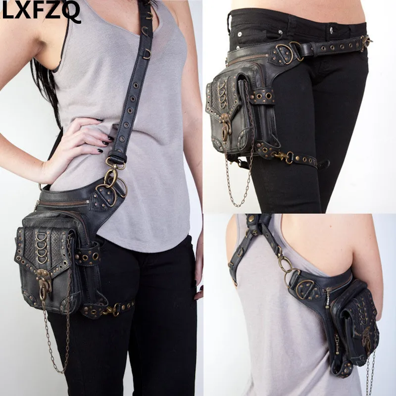 

waist bag women Steam punk Holster Protected Purse Shoulder carteras mujer thigh Motor leg bag belt bag men package Outlaw Pack