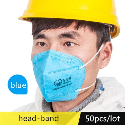 10/50 шт Одноразовый Респиратор против PM2.5 промышленной пыли складной слоев фильтр ухо головы Тип ровное дыхание дымка дым - Цвет: BLUEH50
