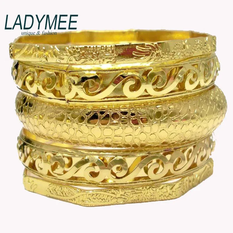 LADYMEE Bracelets Gold Plated Bangles Pulseiras Indian Jewelry