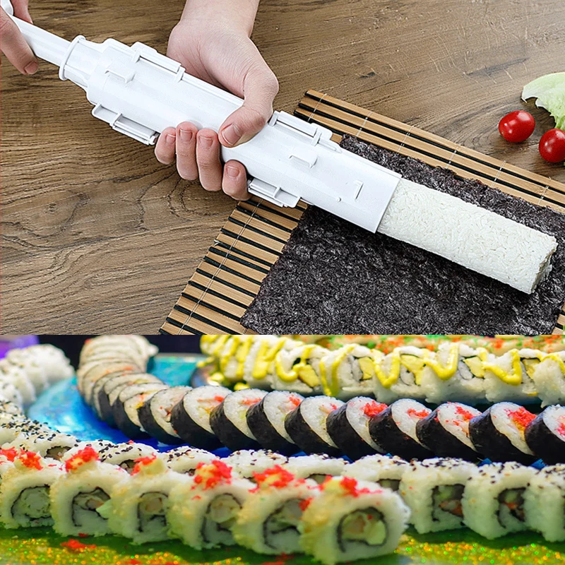 

Kit Sushi Maker Tool Roller Roll Machine Sushi Bazooka Rice Meat Vegetables DIY Kitchen Sushi Rolls Making Tools Rice Roll Set
