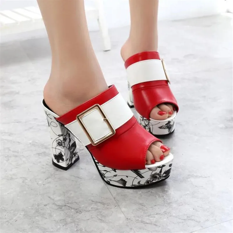 

DIWEINI 2019 Brand Large Sizes 34-40 Colorful Rhinestone Crystals Heels Peep Toe Summer Women'S Shoes Woman Sandals Slippers