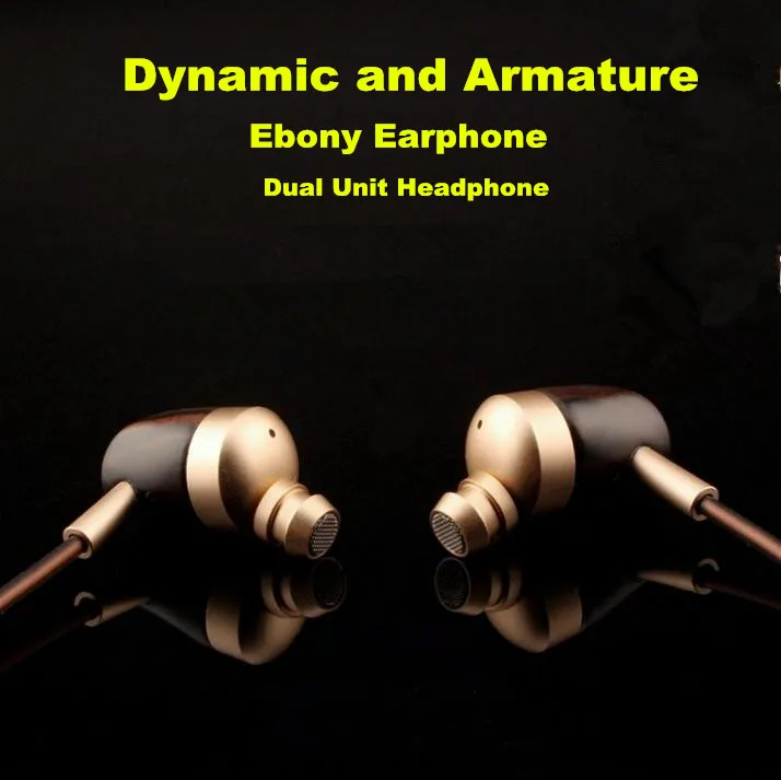  Newest BOSSHIFI B3 Dynamic and Armature 2 unit Wood Earbuds HIFI Ebony Moving Iron&Coil  In Ear Earphone DIY Wooden Headset 