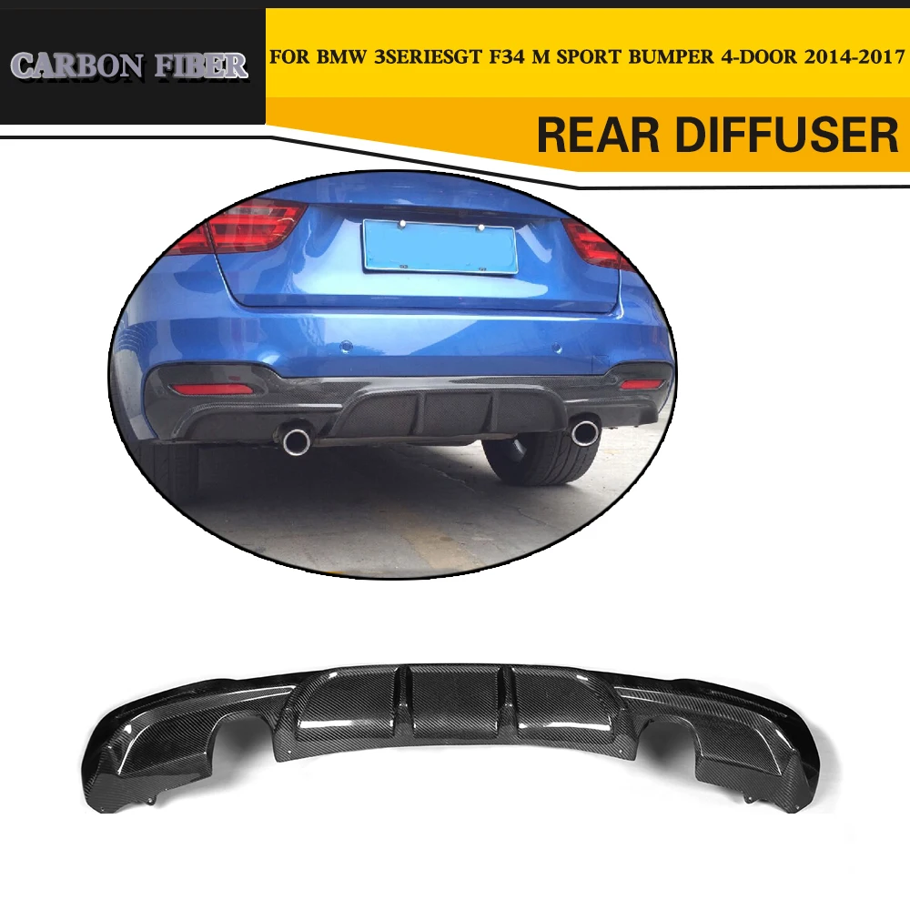 Carbon Fiber Rear Bumper Diffuser Lip for BMW 3 Series GT F34 M Sport Bumper 4 Door 2014 2017