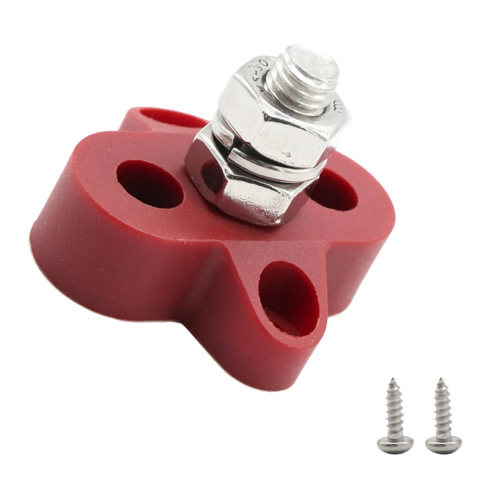 Boat DC48V Heavy Duty Single Terminal Stud M8 Power Distribution Block for Trucks RVs Coaches Boats Red
